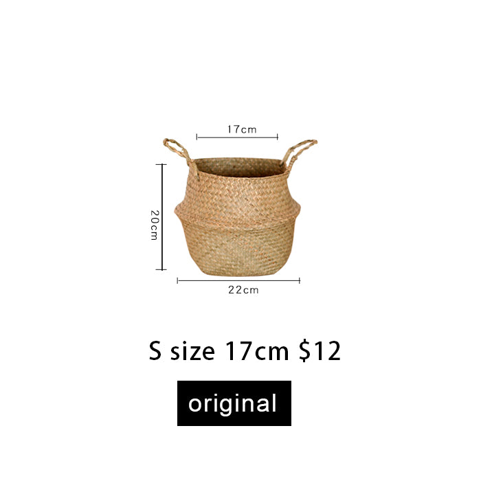 Seagrass Woven Foldable Basket Planter with free plastic inner