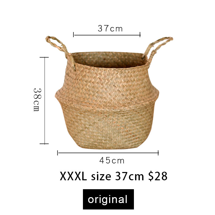Seagrass Woven Foldable Basket Planter with free plastic inner